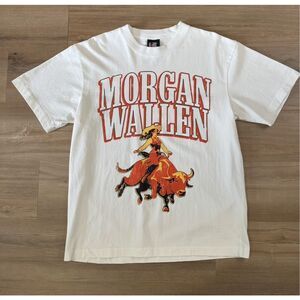 Morgan Wallen Long Live Cowgirls White Shirt Size Medium Modern Giant Tag Boxy